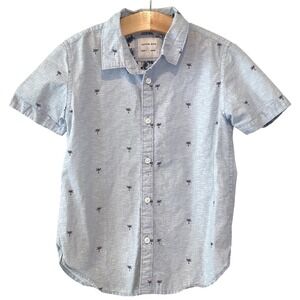 SALE Cactus Boys Shirt Light Blue Palm Trees Button Down - Size 7
